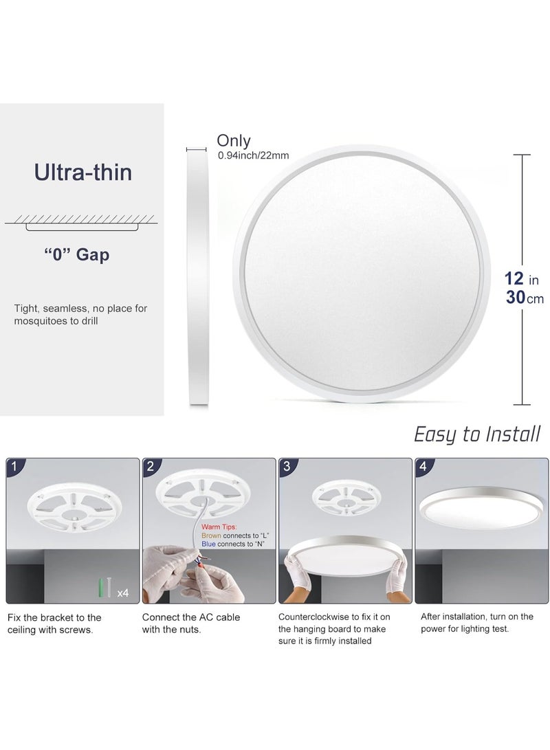 DUNISO Ceiling LED Panel Light, Round White Ceiling Lights with Adjustable Lighting, Three Color Temperature,Suitable for Living Room, Bedroom, Kitchen, Bathroom, Hallway - Image 2
